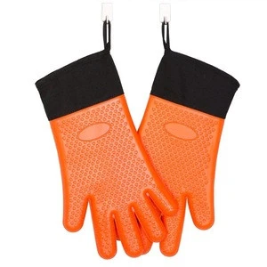 Heat Resistant grilling cooking private label FDA Approval Silicone BBQ Grill Oven Gloves Mitt with meat claw