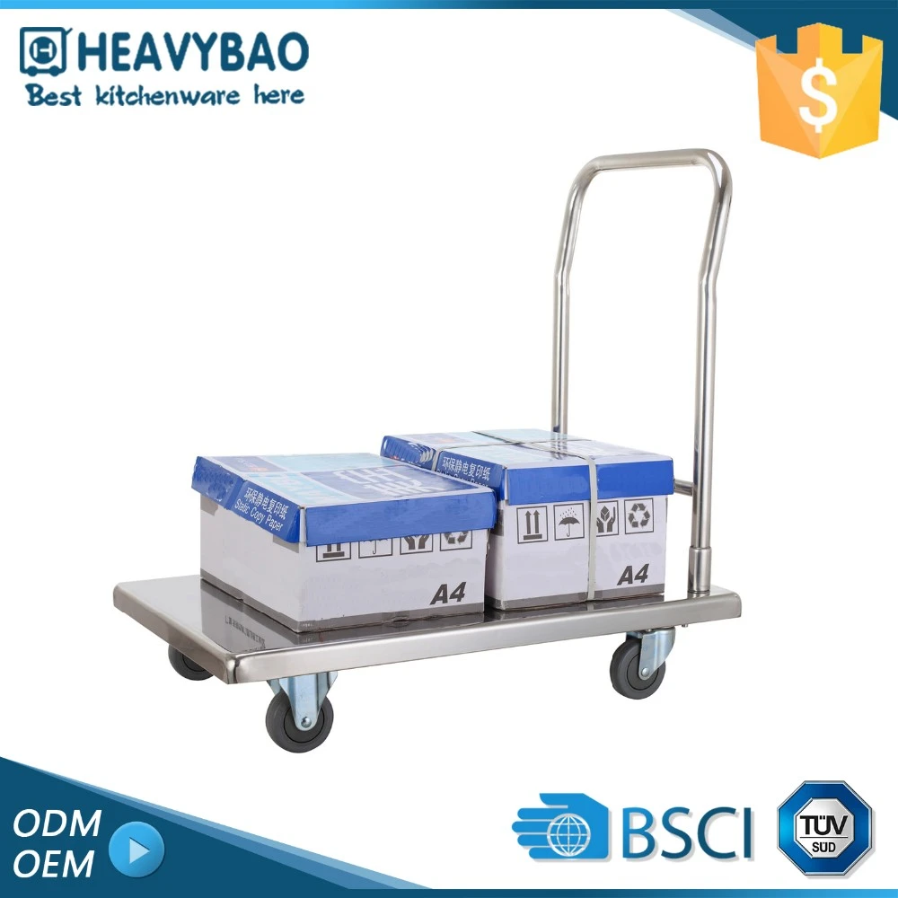 Heavybao Stainless Steel Heavy Loading Platform Hand Trolley Cart