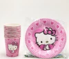 hello kitty theme party decoration disposable tableware set, paper dish/plate, paper cup
