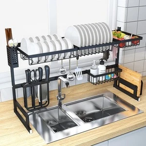 High Quality 201 Stainless Steel  Standing Type Storage Kitchen Rack Over Sink Dish Drying Rack