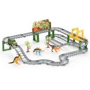 High quality battery-operated dinosaur racing power set toy car track with light