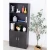 Import High Quality Industrial  Black Wooden Bookshelf Library Furniture Corner Bookshelf Round For Walls from China