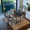 High Quality Modern Home Marble Table Top Dining Table Set Gold Metal Frame Rectangular Dining Table With 6/4 Sets Chairs