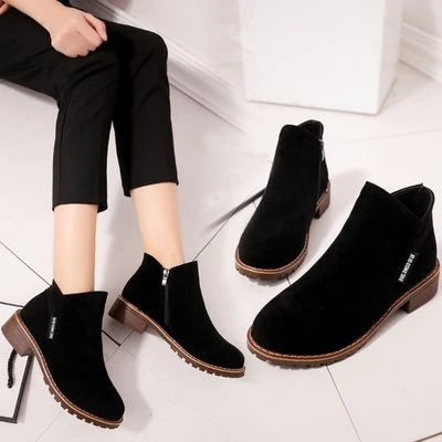 HLS095 wholesale college boot high quality fashion round head dress shoe flat shoes china woman boots