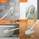 HOLAMO[PA Telescopic Long Handle Cleaning Brush Bathroom Tile Toilet Triangular Bristle Brushes Multi-Functional Floor Brush