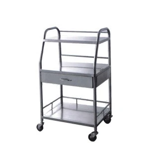 Hospital equipment stainless steel instrument trolley with wheels clinic medical trolley BC0918-15