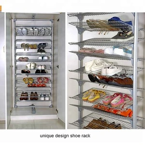 Hot sale 12 layers 360 degree rotating shoe storage wire mesh shoe rack pull out shoe rack