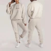 Hot Sale 100% Cotton 2 Piece Sweat Suit Essentials Loose Custom Embroidered Sweatshirts Custom Pullover Women Hoodie Set