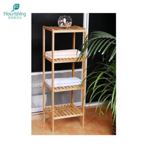 Hot Sale Sturdy Home Indoor Bathroom Decorative Furniture Bamboo Shelf Rack