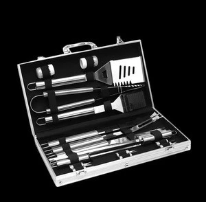 Hot sales fork knife utensil kit multifunction portable outdoor barbecue tool 18pcs stainless steel bbq grill set