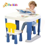 Hot sell wholesale plastic rectangle folding study desk furniture sets play children table and chair for kindergarten kids use