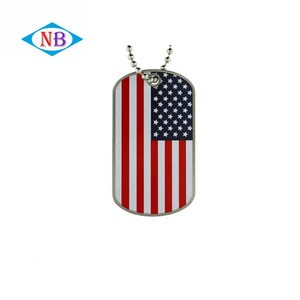 Hot selling custom printing logo tag stainless steel printing USA flag military dog tag