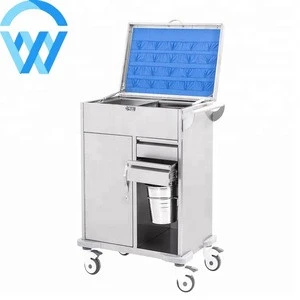 Hot Selling Hospital Use Stainless Steel Medical Cart Nursing Anesthesia Trolley with Five Drawers