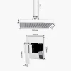 Hotel decoration hidden concealed hardware sanitary ware brass square shower set ,in wall conceal bathroom shower faucet