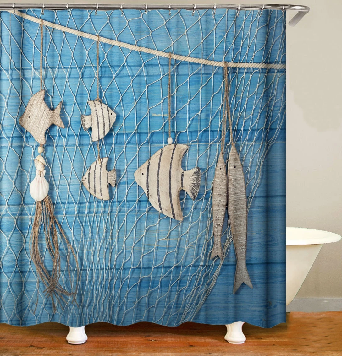 i@home in stock shark textile shower curtain polyester waterproof bath curtains