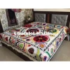 Indian Handmade Suzani Bed Sheet Floral Twin queen Size Bedspread Ethnic Bed cover Uzbek Embroidered suzani table mat Decor Art