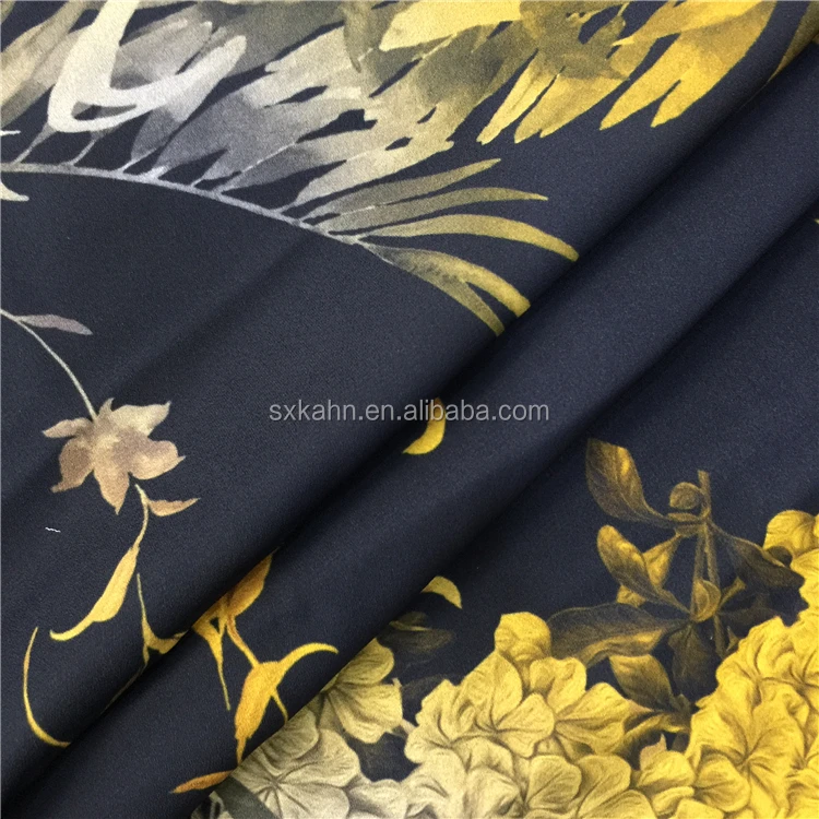 Kahn fashionalbe design 100% charmeuse silk satin printed fabric polyester stock