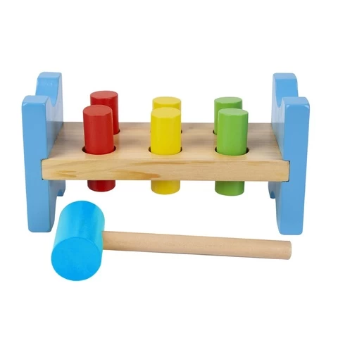 Kids Preschool Toys Multifunctional Tool Colorful Wooden Baby Beat Hammer Pounding Toys