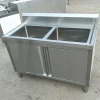 kitchen commercial good finished welded cabinet with double sink and two doors