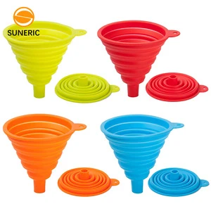 Kitchen mini folding food grade silicon rubber foldable funnels set collapsible silicone funnel