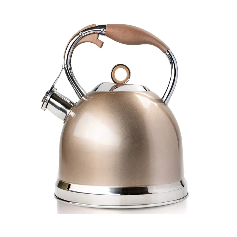 Kitchen stainless steel whsitling water tea kettles tea pot with ring nob