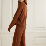 knitting crop track suit Cashmere sweater pants 2 piece set For women