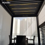 Large Motorized Outdoor Pergola Waterproof Garden  Aluminium Gazebo With Led