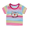 Latest Children Clothing Casual Crew Neck Little Girls Baby Pink Rabbit Short Sleeve T Shirts