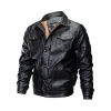 Leather jacket coat winter plus velvet thickening tide multi-pocket large size mens motorcycle jacket