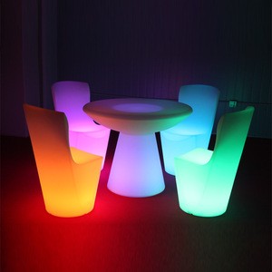 led restaurant furniture table set growing led lighting round dining table