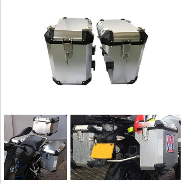 left+right case black motorcycle box aluminum panniers for BMW R1200GS 1250 GS