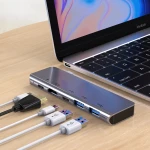 Licheers HD/USB3.0/PD Usb 3.0 Hub New Design Usb Hub 5 Port Usb C Hub Pd Fast Charger Aluminum Alloy CN;GUA Gray