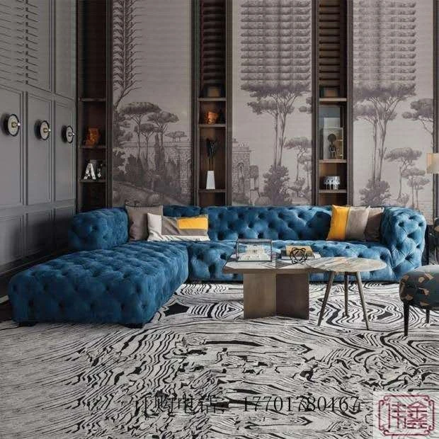 living room sofa velvet fabric upholstery full tufted buttons corner sofa set furniture chesterfield lounge sofa couch