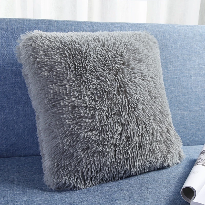long pile plush PV Faux fur Fleece cushion cover
