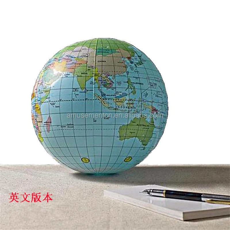 Lower MOQ Spot Inflatable Earth Globe Promotional Custom Plastic PVC Inflatable Giant Globe Ball Beach Volleyball Toy Beach Ball