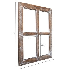Luckywind Rustic Barn Wood Window Frame, Wooden Window Pane Decorative Farmhouse Home Wall Decor for Living Room, Bedroom,