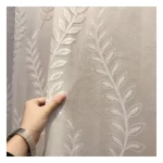 Luxury Leaf Design Cut Velvet Voile Curtain Sheer Upholstery Fabrics Home Decor for Living Room