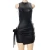 Import LvCong new arrivals spring sexy fashion round collar women clothes sleeveless ruffle design bandage mini black leather dress from China