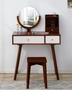 Makeup Table Wood Stool Dressing Table Mirrored Modern Panel Bedroom Furniture Dresser with Mirrors designs