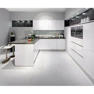 Manufacture new popular U shaped designs white high gloss lacquer modular modern kitchen cabinet