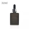 Matte Frosted Black Amber Red Blue Green Pink15ml 30ml 50ml 100ml Rectangle Glass Bottle with Dropper
