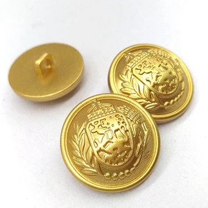 Matte gold plastic ABS shank button with embossed logo
