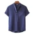 Import Mens casual linen-cotton shirt plain color short-sleeved shirt Summer short sleeved shirt men from China