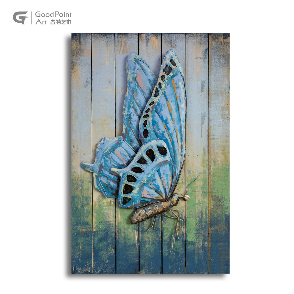 Metal butterfly wall painting new wholesale petrified wood modern home decor