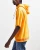 Import MGOO Cotton French Terry Raw Sleeve Hem Plain Blank Striped Ribbed Hem Solid Yellow Short Sleeve Hoodie from China