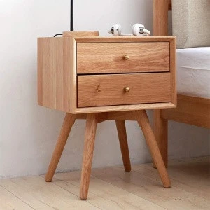 Mid-Century Modern.Bedside Nightstand for Living Room Side Table Bamboo Stylish Oak Bedroom Furniture Locker