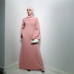 Middle East Casual Muslim Dresses Long Sleeves Arabic Kaftan Abaya For Women Islamic Clothing