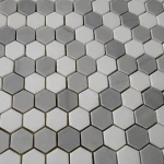 Mini Marble White/Grey Hexagon Porcelain Flower Pattern Tiles Mosaic For Wall