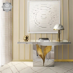 Modern luxury white gold console table Italian style mirrored finished hallway console table