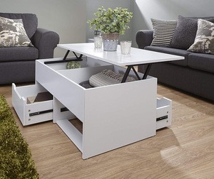 Modern multifunction height adjust lift up top wood coffee table